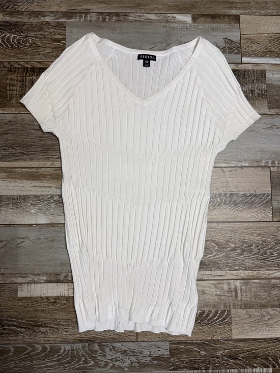 George Tops - George White Ribbed V-Neck Short Sleeve Top